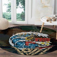 Aloha Hawaii Surfing Skull Round Carpet Shaka Skeleton Ride The Waves - Wonder Print Shop