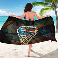 Aloha Hawaii Surfing Skull Sarong Shaka Skeleton Ride The Waves - Wonder Print Shop