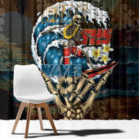 Aloha Hawaii Surfing Skull Window Curtain Shaka Skeleton Ride The Waves - Wonder Print Shop