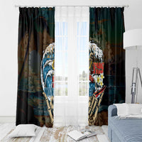Aloha Hawaii Surfing Skull Window Curtain Shaka Skeleton Ride The Waves - Wonder Print Shop