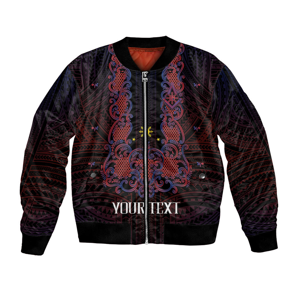 Personalised Philippines Barong Tagalog Freemasonry Bomber Jacket Filipino Masonic Polynesian Pattern