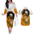 Cyprus Independence Day Couples Matching Off The Shoulder Long Sleeve Dress and Hawaiian Shirt Coat Of Arms With Cypriot Mouflon Gradient Style - Wonder Print Shop