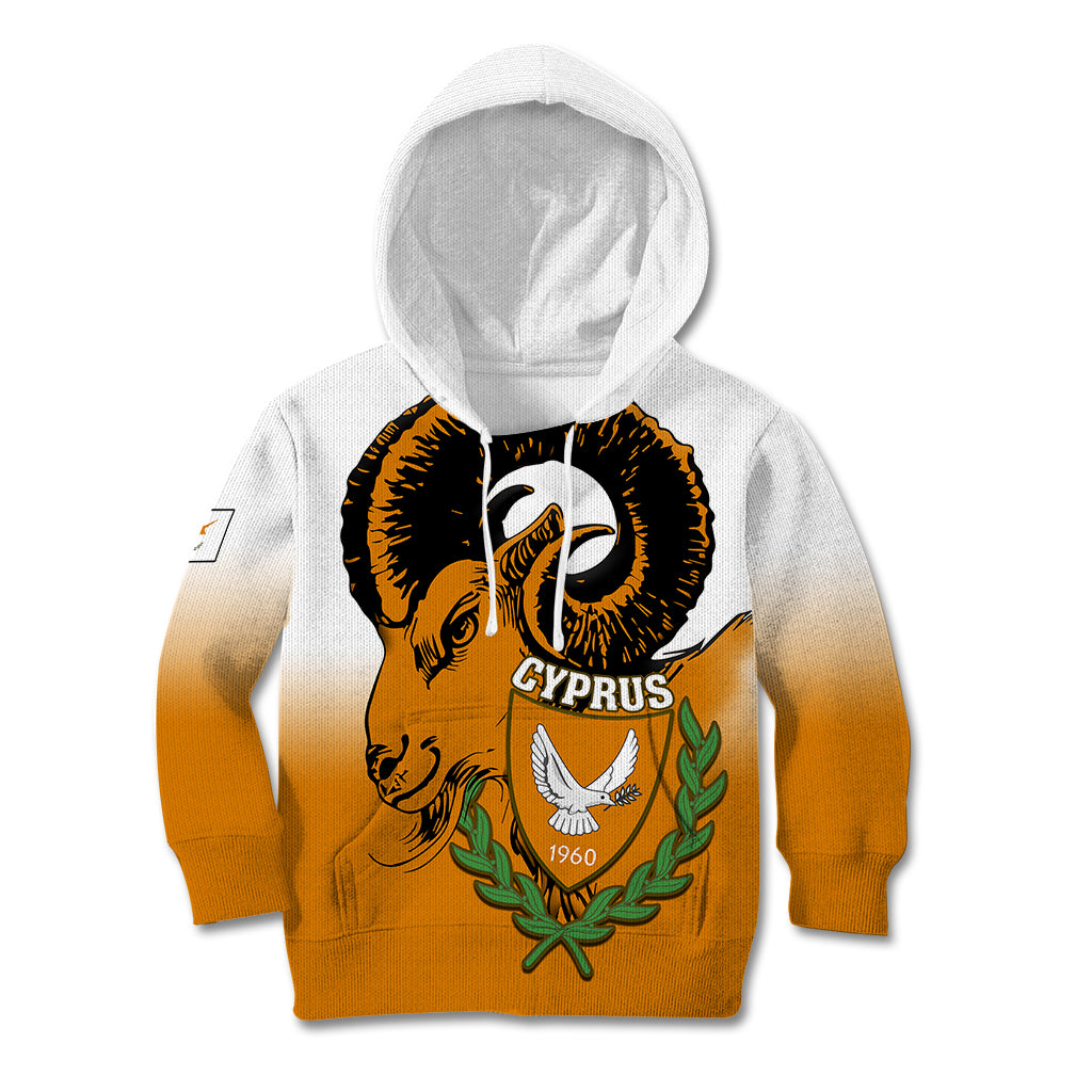 Cyprus Independence Day Kid Hoodie Coat Of Arms With Cypriot Mouflon Gradient Style - Wonder Print Shop