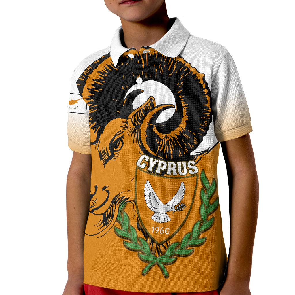 Cyprus Independence Day Kid Polo Shirt Coat Of Arms With Cypriot Mouflon Gradient Style - Wonder Print Shop