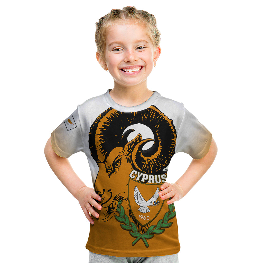 Cyprus Independence Day Kid T Shirt Coat Of Arms With Cypriot Mouflon Gradient Style - Wonder Print Shop