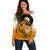 Cyprus Independence Day Off Shoulder Sweater Coat Of Arms With Cypriot Mouflon Gradient Style - Wonder Print Shop