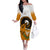 Cyprus Independence Day Off The Shoulder Long Sleeve Dress Coat Of Arms With Cypriot Mouflon Gradient Style - Wonder Print Shop