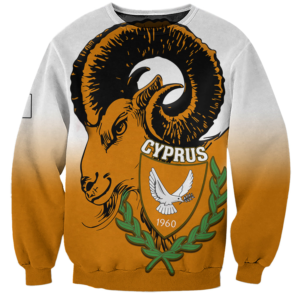 Cyprus Independence Day Sweatshirt Coat Of Arms With Cypriot Mouflon Gradient Style - Wonder Print Shop