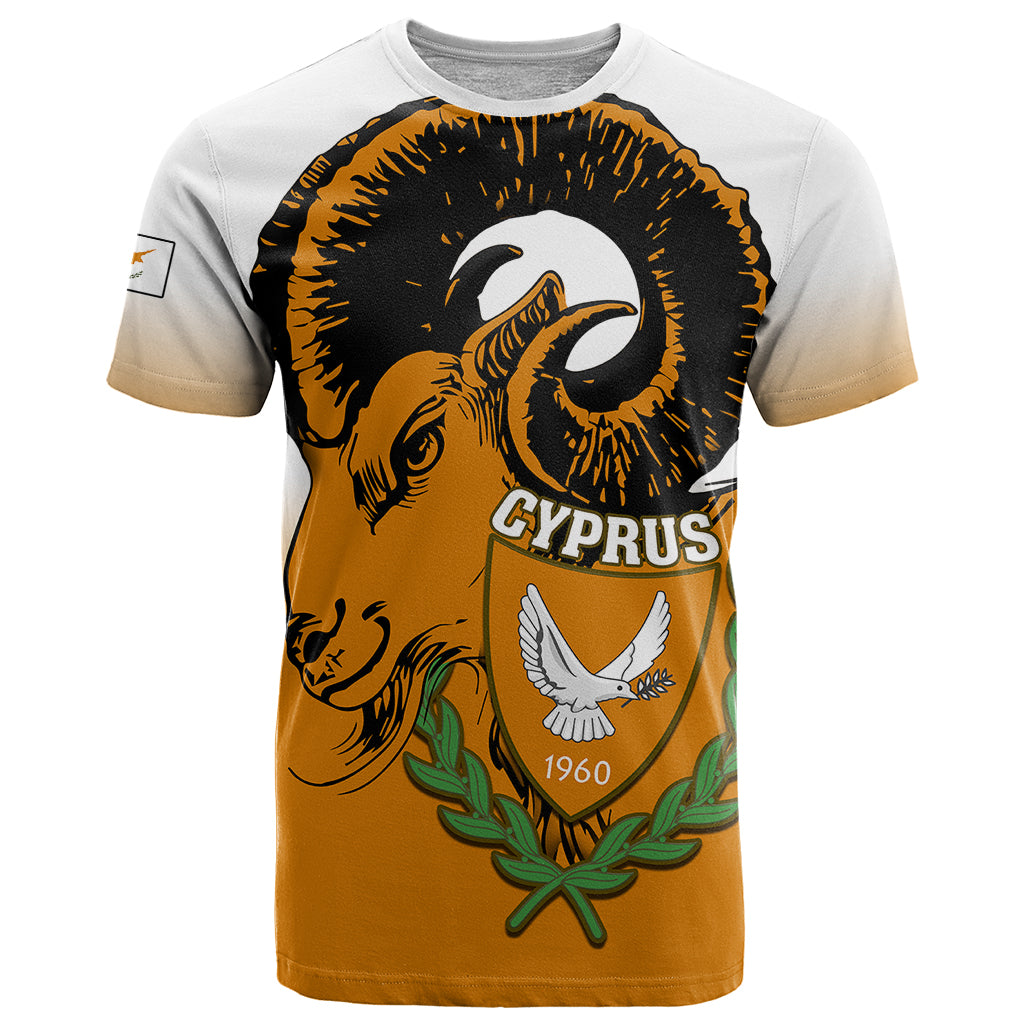 Cyprus Independence Day T Shirt Coat Of Arms With Cypriot Mouflon Gradient Style - Wonder Print Shop