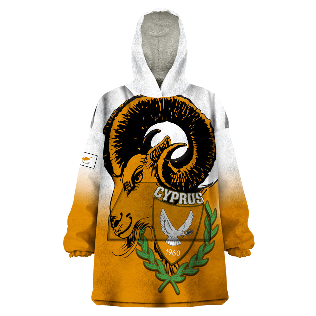 Cyprus Independence Day Wearable Blanket Hoodie Coat Of Arms With Cypriot Mouflon Gradient Style - Wonder Print Shop