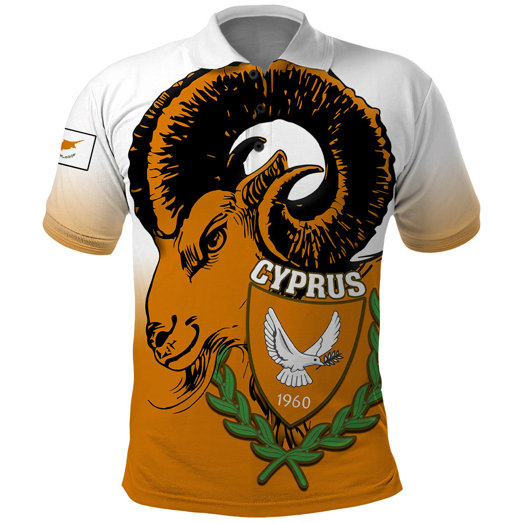 Personalised Cyprus Independence Day Polo Shirt Coat Of Arms With Cypriot Mouflon Gradient Style - Wonder Print Shop