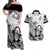 Fiji Tapa Rugby Couples Matching Off Shoulder Maxi Dress and Hawaiian Shirt Flying Fijian 2023 World Cup With Dabbing Ball - Wonder Print Shop