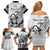 Fiji Tapa Rugby Family Matching Off Shoulder Short Dress and Hawaiian Shirt Flying Fijian 2023 World Cup With Dabbing Ball - Wonder Print Shop