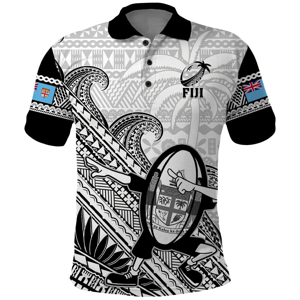 Fiji Tapa Rugby Polo Shirt Flying Fijian 2023 World Cup With Dabbing Ball - Wonder Print Shop