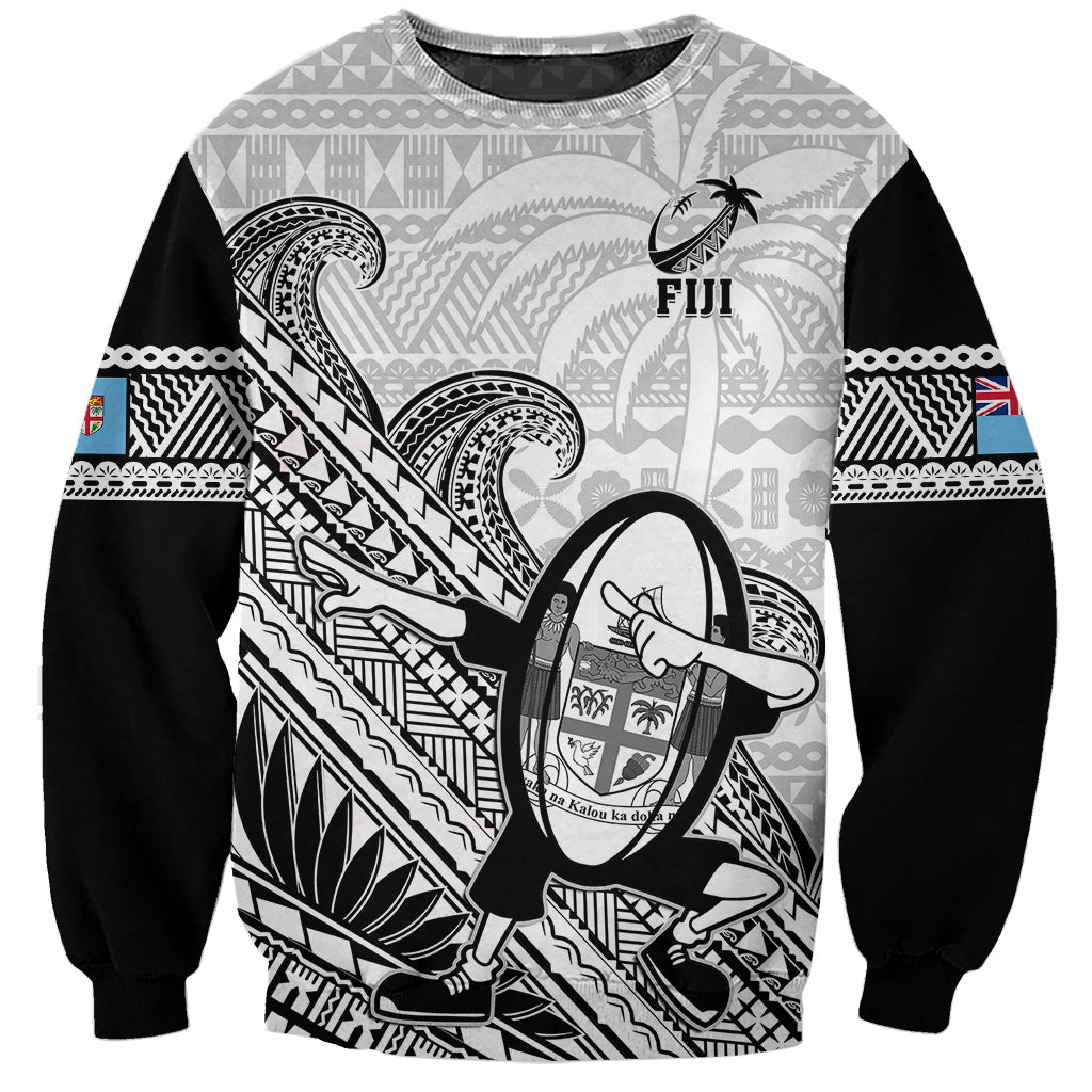 Fiji Tapa Rugby Sweatshirt Flying Fijian 2023 World Cup With Dabbing Ball - Wonder Print Shop