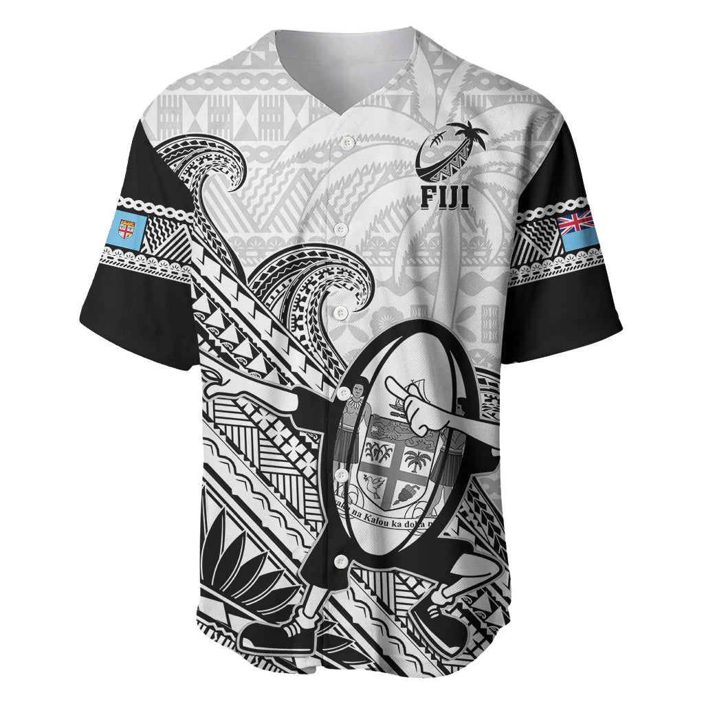 Custom Fiji Tapa Rugby Baseball Jersey Flying Fijian 2023 World Cup With Dabbing Ball - Wonder Print Shop