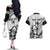 Custom Fiji Tapa Rugby Couples Matching Off The Shoulder Long Sleeve Dress and Hawaiian Shirt Flying Fijian 2023 World Cup With Dabbing Ball - Wonder Print Shop