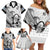 Custom Fiji Tapa Rugby Family Matching Off Shoulder Short Dress and Hawaiian Shirt Flying Fijian 2023 World Cup With Dabbing Ball - Wonder Print Shop