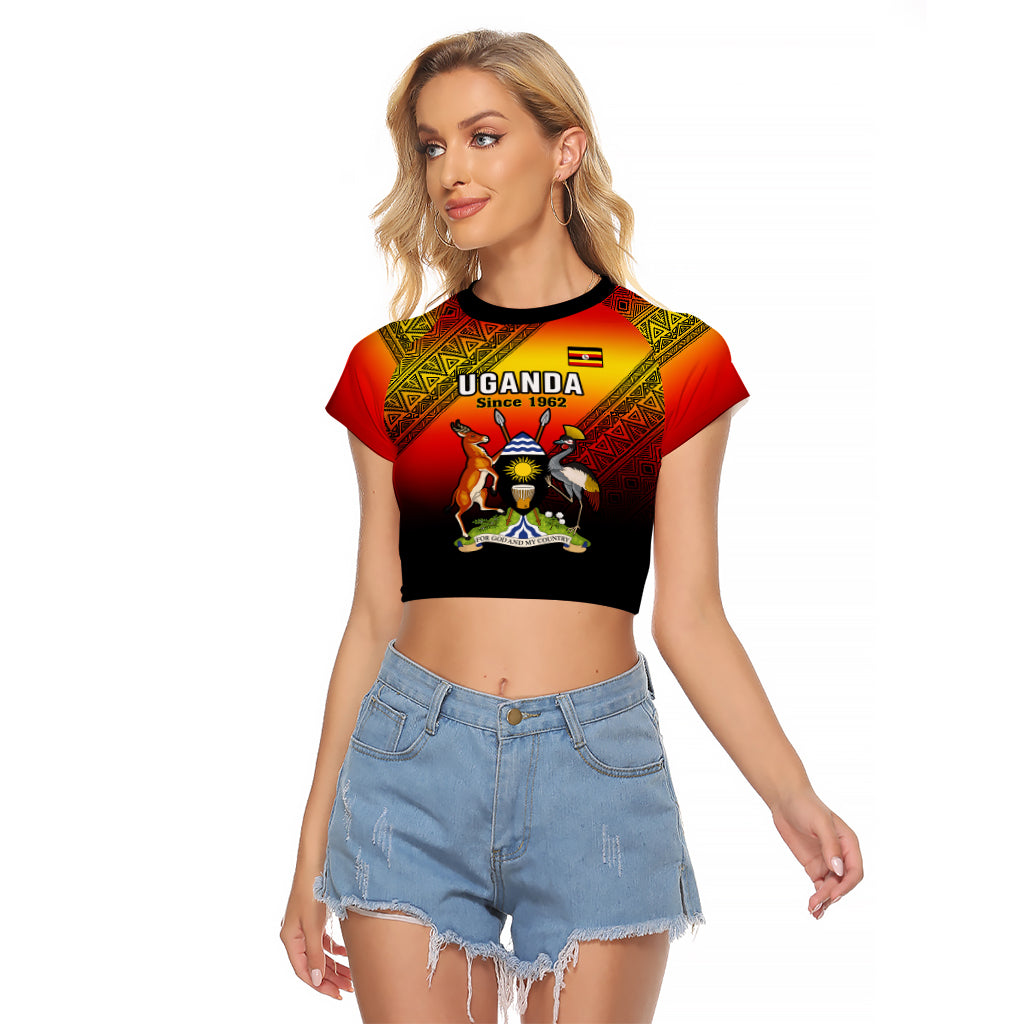 Uganda Independence Day Raglan Cropped T Shirt Jamhuri ya Uganda Happy 61st Anniversary - Wonder Print Shop