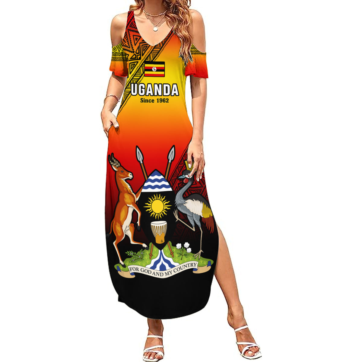 Uganda Independence Day Summer Maxi Dress Jamhuri ya Uganda Happy 61st Anniversary - Wonder Print Shop