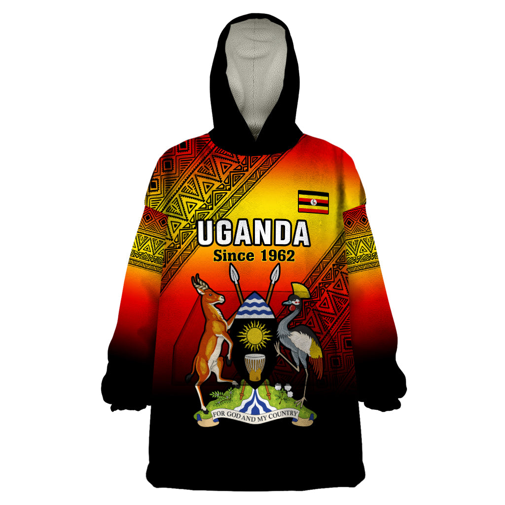 Uganda Independence Day Wearable Blanket Hoodie Jamhuri ya Uganda Happy 61st Anniversary - Wonder Print Shop