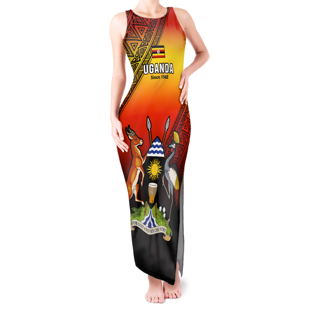 Personalised Uganda Independence Day Tank Maxi Dress Jamhuri ya Uganda Happy 61st Anniversary - Wonder Print Shop