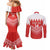 Custom Bahrain Football Couples Matching Mermaid Dress and Long Sleeve Button Shirt Muharabi Dilmun Sporty Style