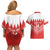 Custom Bahrain Football Couples Matching Off Shoulder Short Dress and Hawaiian Shirt Muharabi Dilmun Sporty Style - Wonder Print Shop