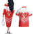 Custom Bahrain Football Couples Matching Off The Shoulder Long Sleeve Dress and Hawaiian Shirt Muharabi Dilmun Sporty Style - Wonder Print Shop