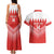 Custom Bahrain Football Couples Matching Tank Maxi Dress and Hawaiian Shirt Muharabi Dilmun Sporty Style - Wonder Print Shop