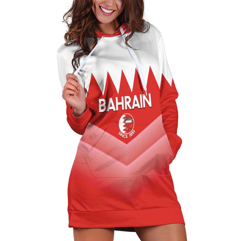 Custom Bahrain Football Hoodie Dress Muharabi Dilmun Sporty Style - Wonder Print Shop