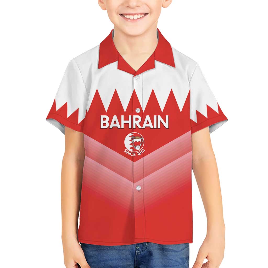 Custom Bahrain Football Kid Hawaiian Shirt Muharabi Dilmun Sporty Style - Wonder Print Shop