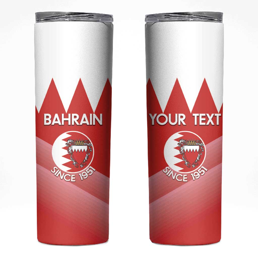 Custom Bahrain Football Skinny Tumbler Muharabi Dilmun Sporty Style - Wonder Print Shop