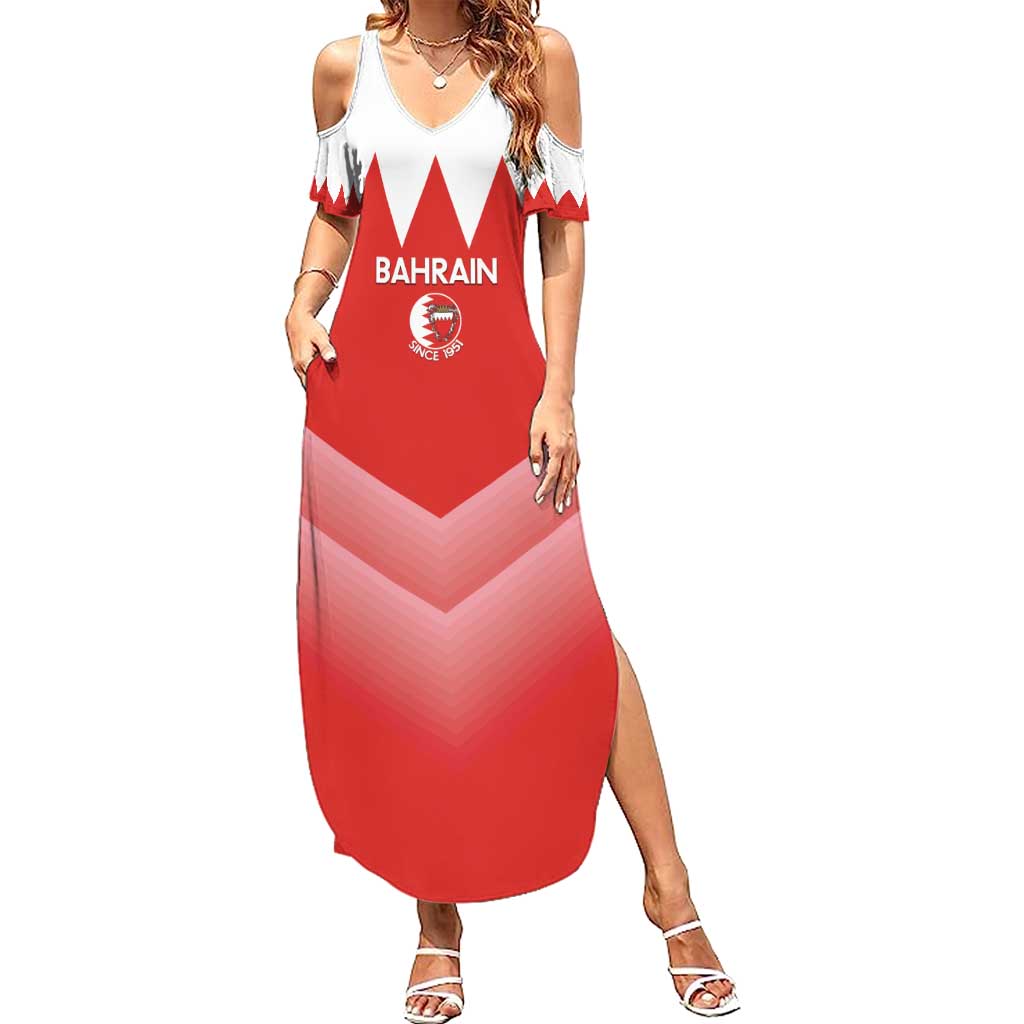 Custom Bahrain Football Summer Maxi Dress Muharabi Dilmun Sporty Style - Wonder Print Shop