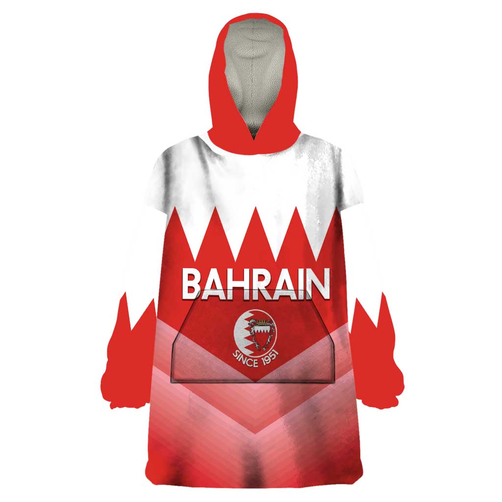 Custom Bahrain Football Wearable Blanket Hoodie Muharabi Dilmun Sporty Style - Wonder Print Shop