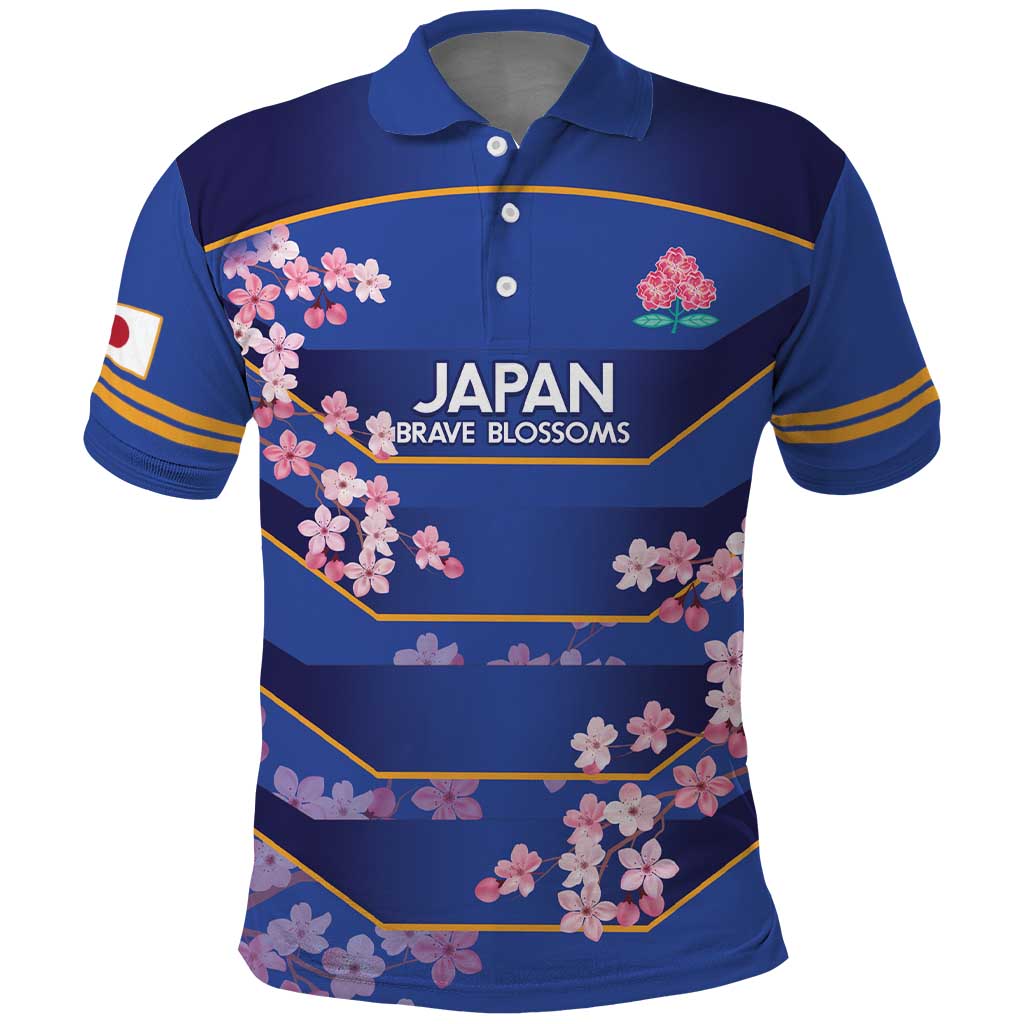 Custom Japan Rugby Polo Shirt Go Brave Blossoms - Wonder Print Shop