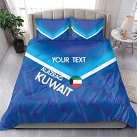 Blue football bedding set with matching pillowcases, 'YOUR TEXT' and Kuwait crest