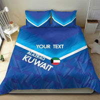 Blue football bedding set with two pillowcases and Kuwait crest centered on duvet