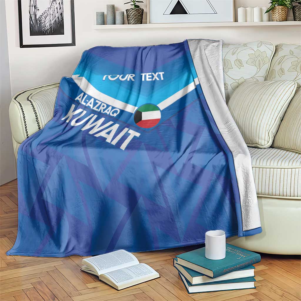 Custom Kuwait Football Blanket Al-Azraq Sporty Style