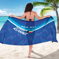 Custom blue football sarong, white stripe and Kuwait crest with 'YOUR TEXT' print