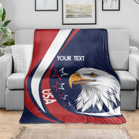 USA rugby blanket with eagle head graphic and 'Your text' across navy/red/white