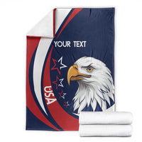 USA rugby blanket folded with eagle head and 'Your text' in navy/red/white