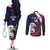 Custom USA Rugby Couples Matching Off The Shoulder Long Sleeve Dress and Long Sleeve Button Shirt Go Eagles Sporty Style