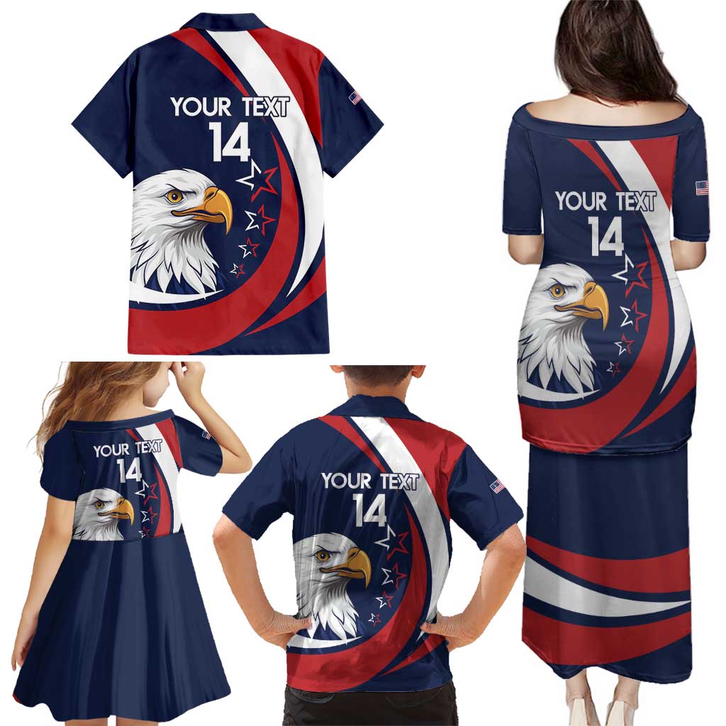 Custom USA Rugby Family Matching Puletasi and Hawaiian Shirt Go Eagles Sporty Style - Wonder Print Shop