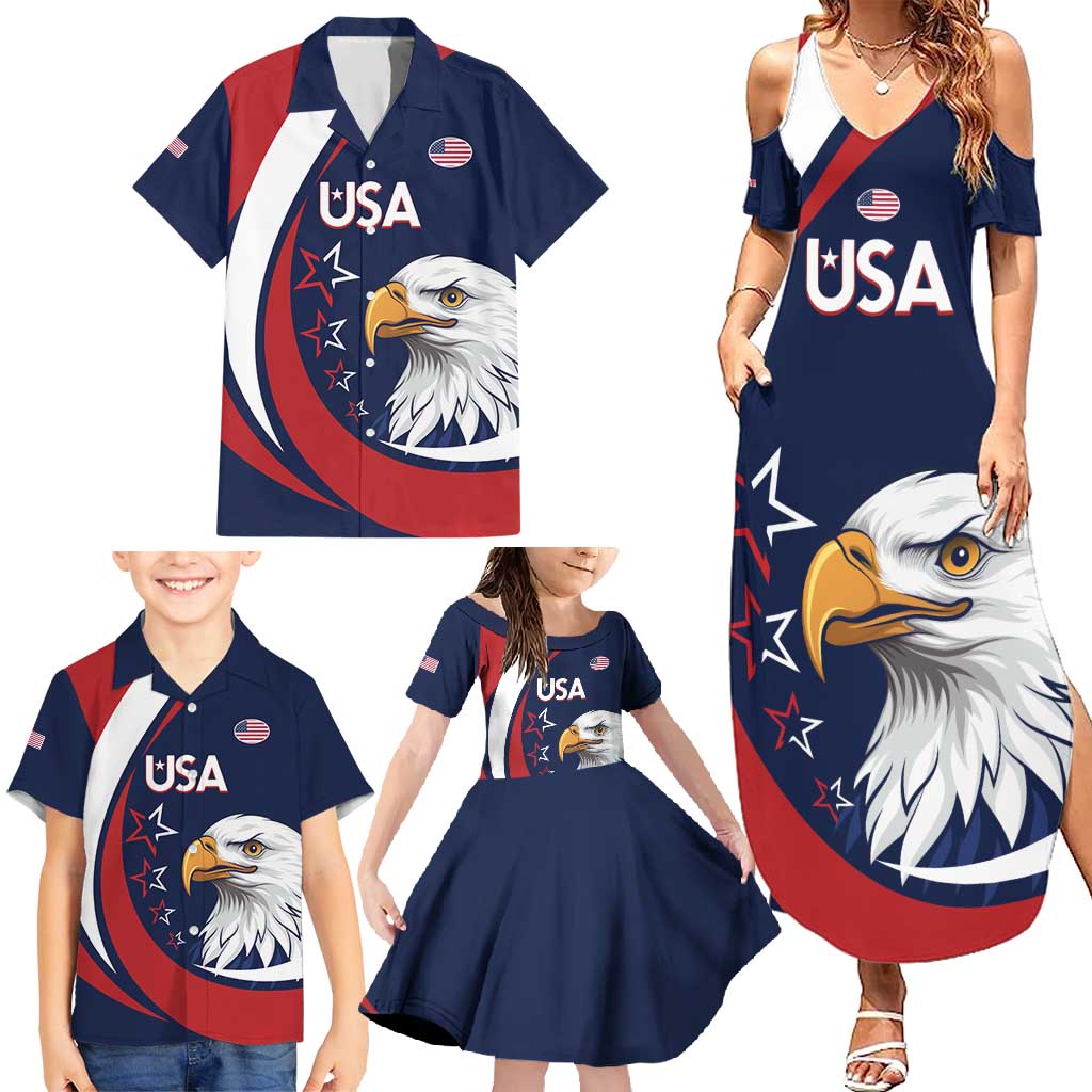 Custom USA Rugby Family Matching Summer Maxi Dress and Hawaiian Shirt Go Eagles Sporty Style - Wonder Print Shop