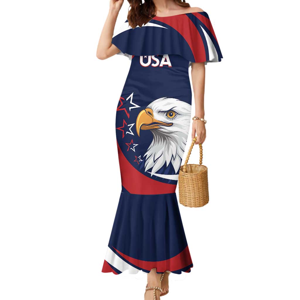 Custom USA Rugby Mermaid Dress Go Eagles Sporty Style - Wonder Print Shop