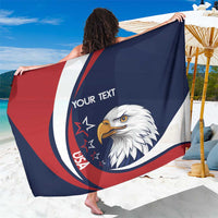 Blue and red USA rugby eagle custom sarong with circular crest and white border