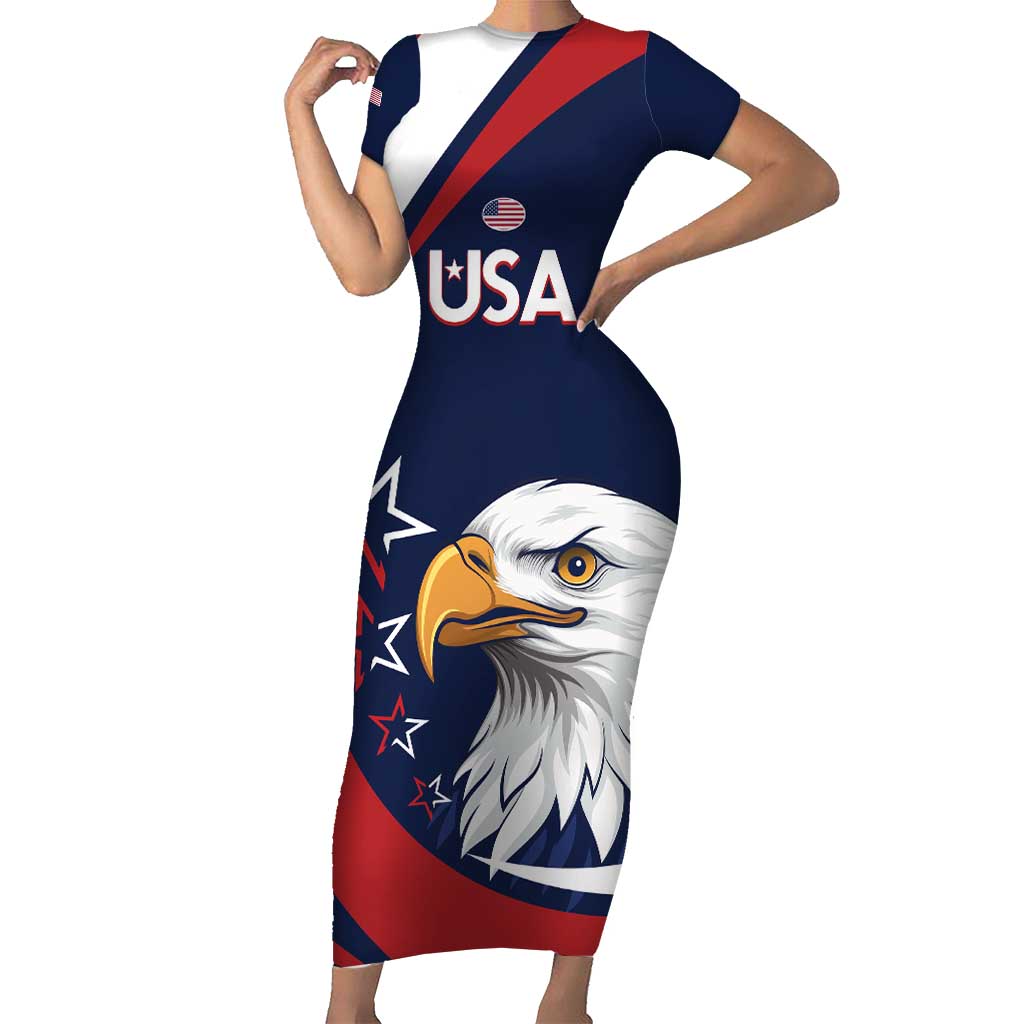 Custom USA Rugby Short Sleeve Bodycon Dress Go Eagles Sporty Style