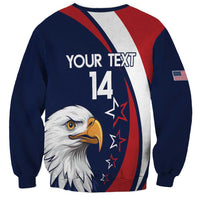 Navy crewneck sweatshirt with YOUR TEXT 14 and eagle head graphic