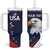 Custom USA Rugby Tumbler With Handle Go Eagles Sporty Style